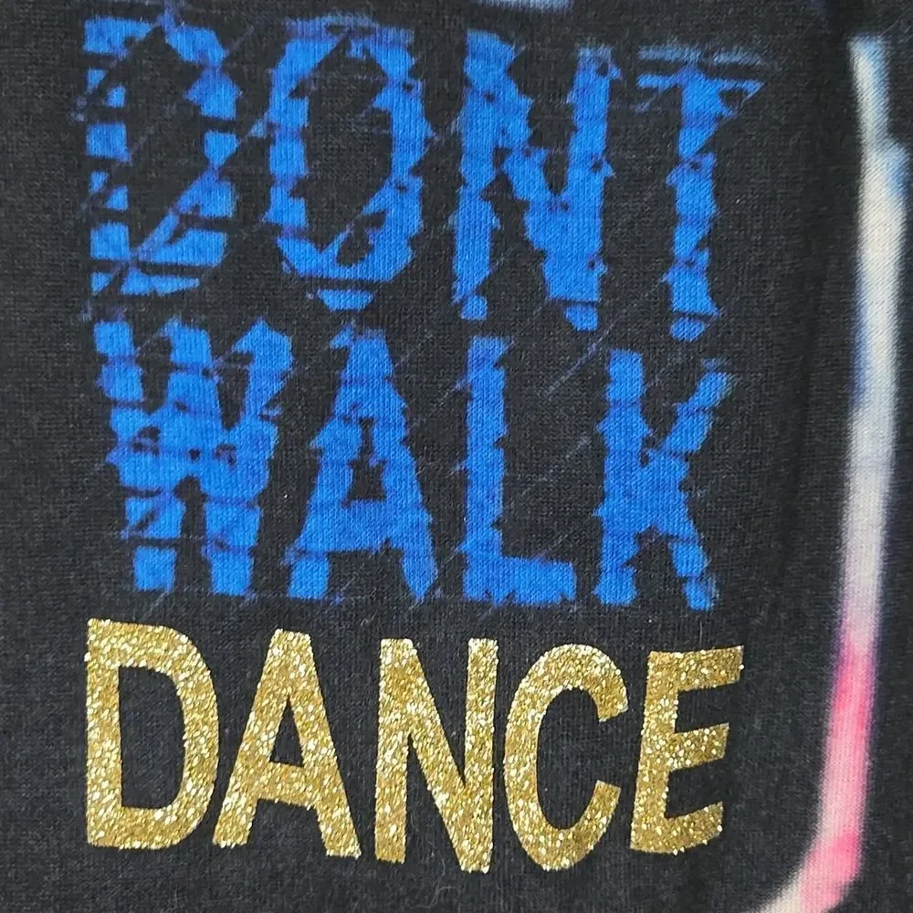 Justice Girls 12 Blue Glitter Dance Top Long Sleeve Knit Sweater Graphic Tee